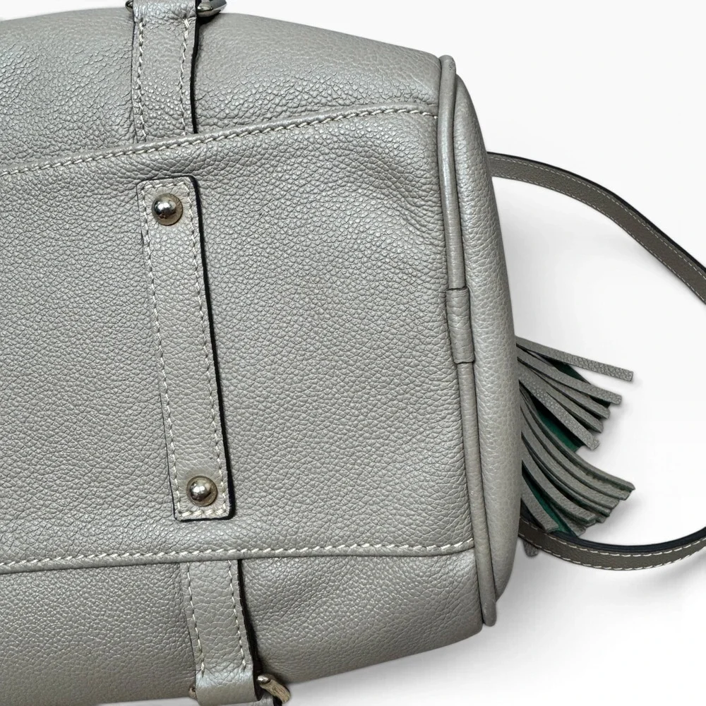 Dooney & Bourke Pebble Leather Satchel & Wallet Set Women Taupe Tassel Crossbody